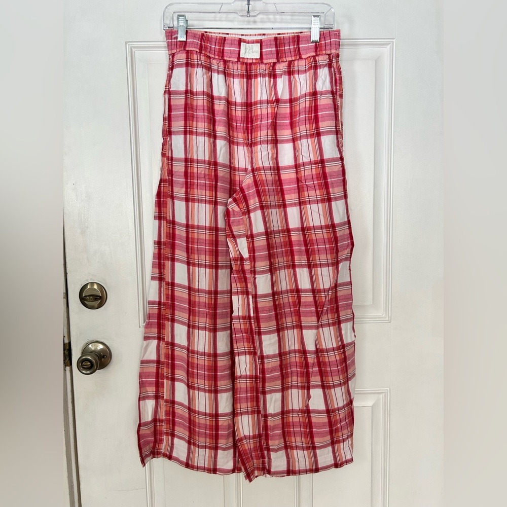 J. Crew Pink and White Plaid Pajama Pants